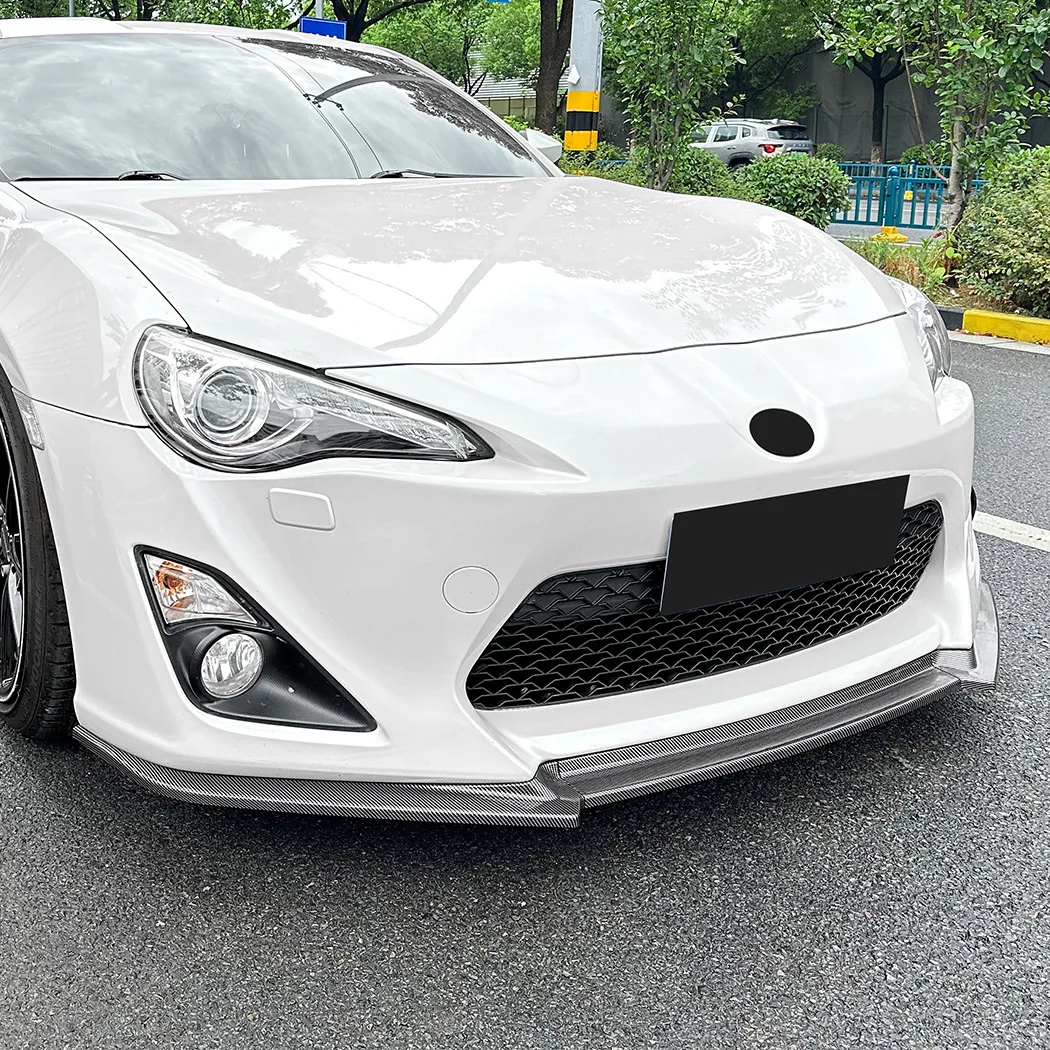 Фото Спортивный однослойный передний сплиттер (накладка на бампер) для Toyota GT86 ZN6 2012-2016, глянцевый черный с карбоновым принтом, аксессуар №3
