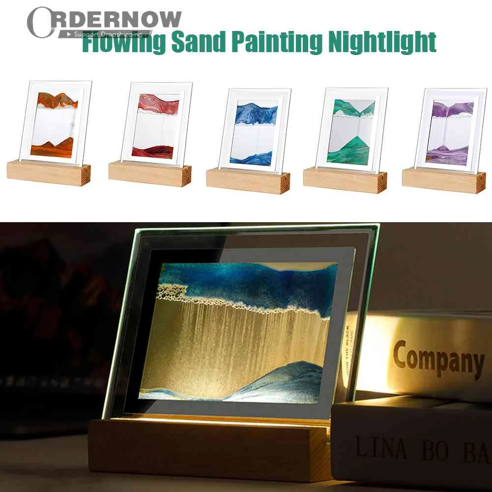

Nightlight Quicksand 3D Natural Landscape Creative Decoration Lamp Eye Protection Home Ornament for Home Office School