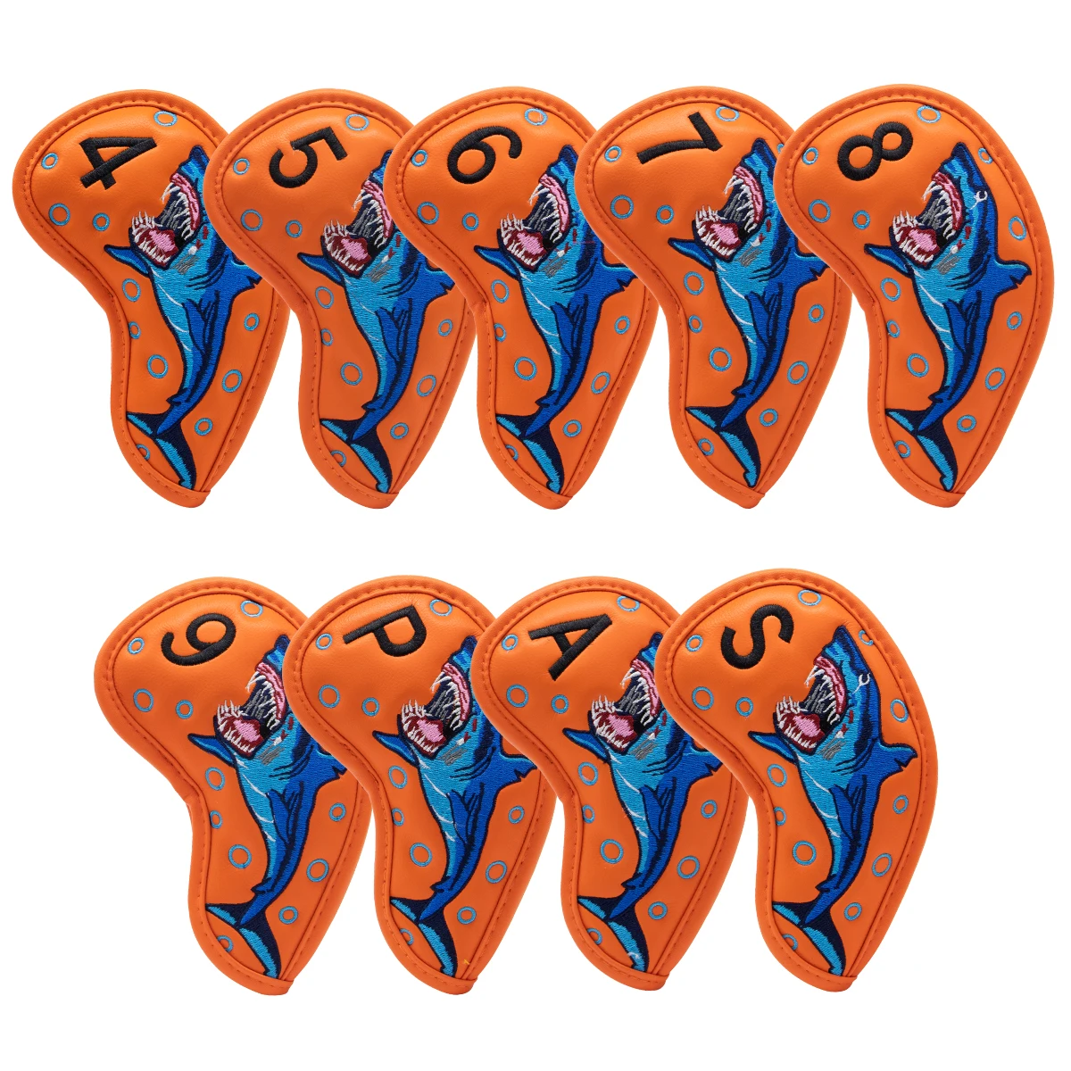 2022 Shark Design Golf Iron Head Covers Iron Headovers With Orange Color 4-9 ASP 9pcs