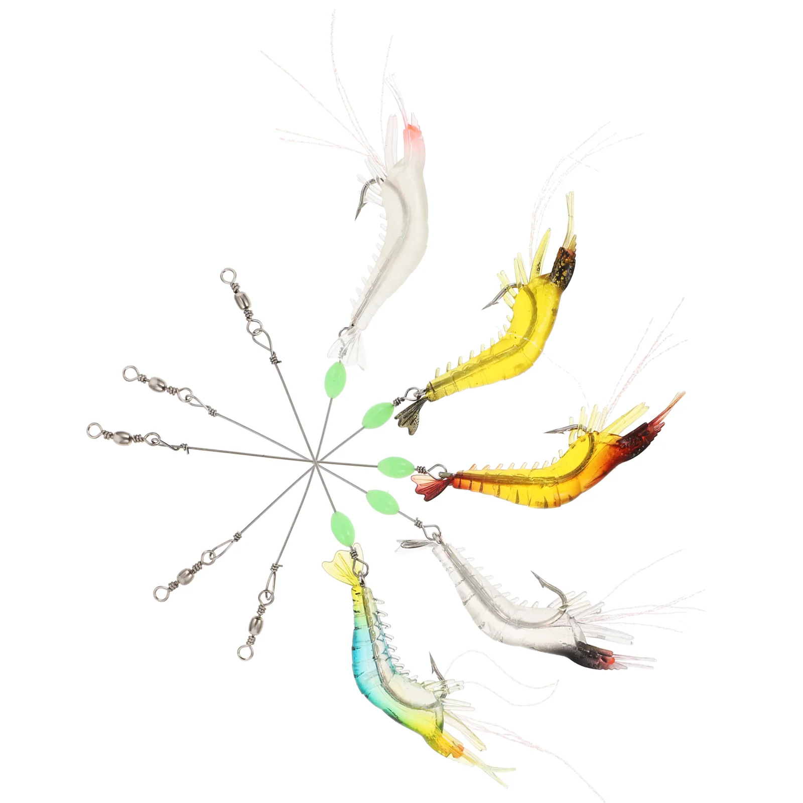 

5pcs Bionic Shrimp Fishing Lures Baits Artificial Fishing Lures Baits with Hook for Fishing (Simulation Color + Tools