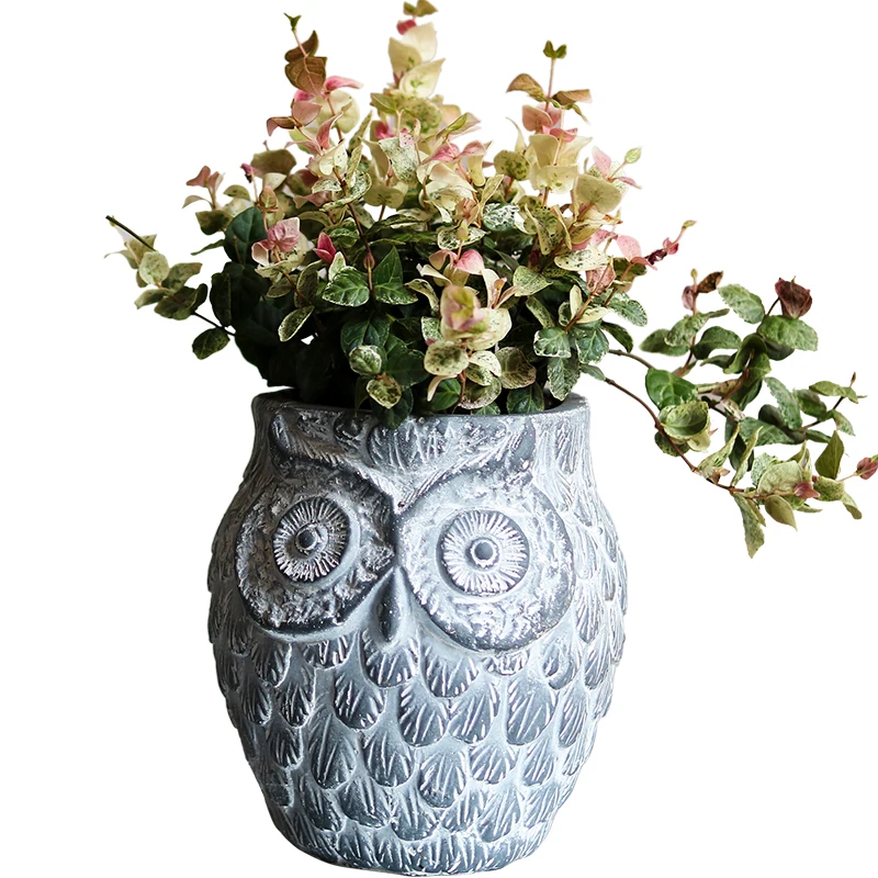 

Сова цементный цветочный горшок Креативный дизайн цветочный горшок и ваза для цветов персонализированный зеленый горшок для растений подарок украшение для сада