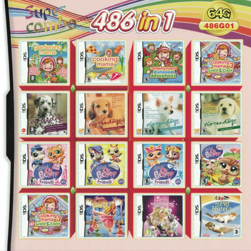 

Girl Games 486 in 1 Video Games Cartridge for DS NDS NDSL NDSi 3DS 2DS