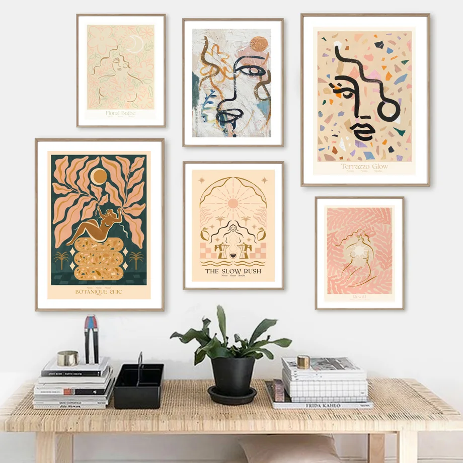 

Retro Abstract Human Face Graffiti Line Wall Art Canvas Painting Nordic Posters And Prints Picture For Living Room Home Decor