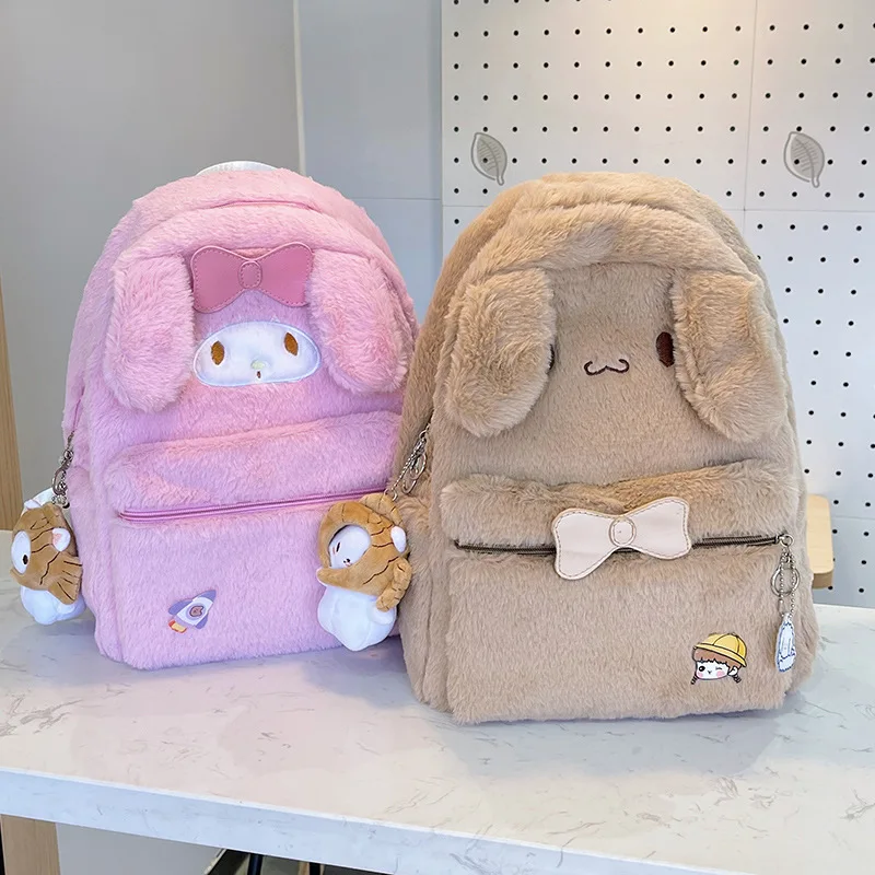 

New Kawaii Sanrio Anime Cinnamoroll My Melody Plush Bag Women Tote Handbags Shoulder Bags Backpack Plushie Stuffed Toy Baby Gift