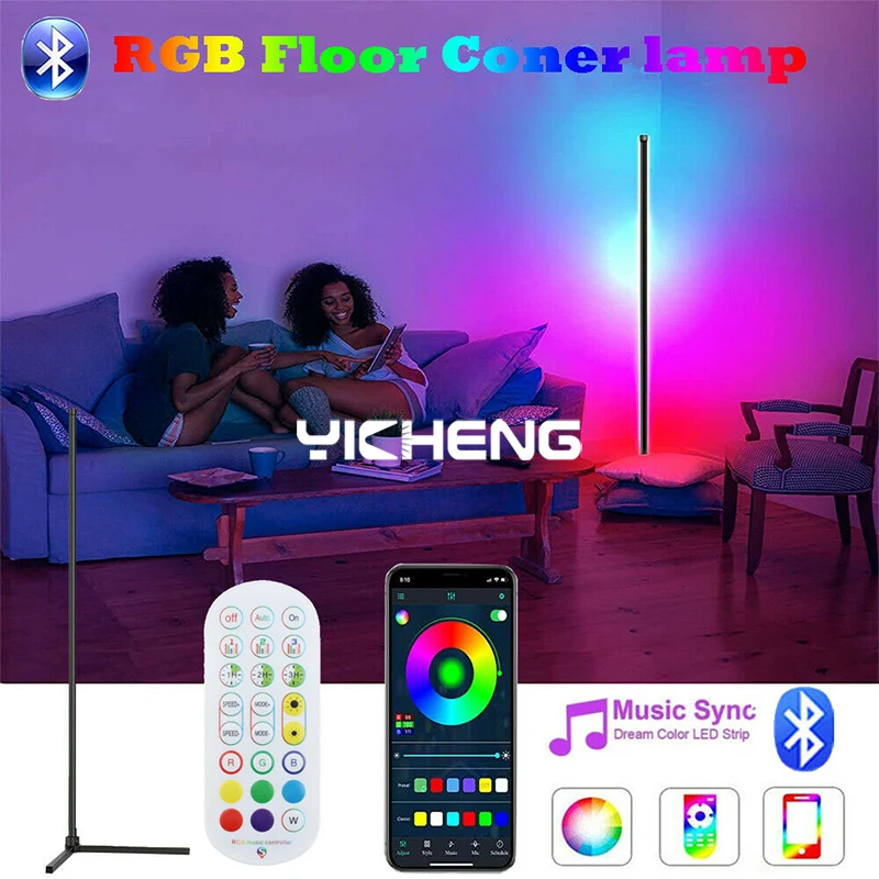 Smart RGBIC LED Floor Lamp 165CM APP Remote Control Modern Corner Floor Light Atmospheric Standing Stand Light Home Decoration