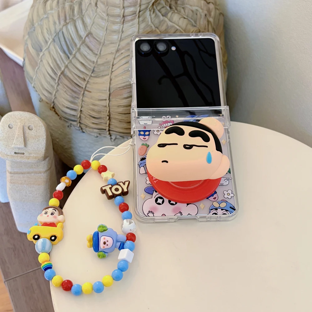 Фото Милый аниме-чехол с магнитным держателем Crayon Shin-chan для беспроводной зарядки Magsafe, чехол для телефона Samsung Galaxy Z Flip 8 7 6 5, жесткий чехол из ТПУ №4