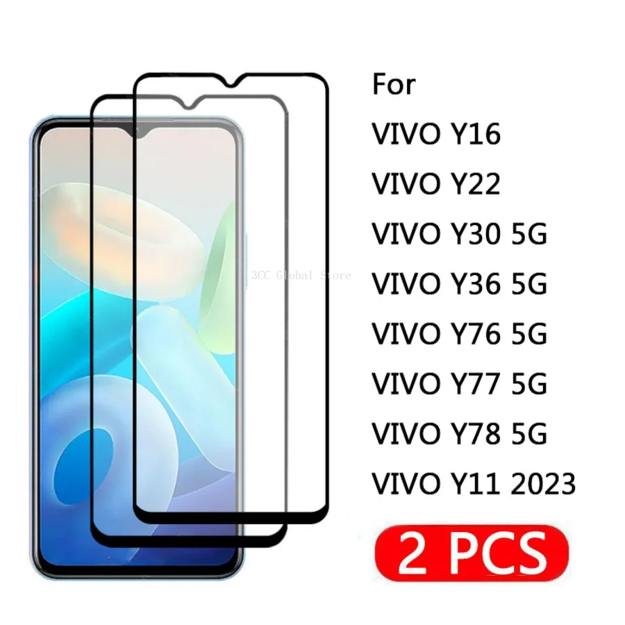 2 шт., защитная пленка для экрана VIVO Y78 Y75 Y76, закаленное стекло для VIVO Y11 Y16 Y22 Y30 Y35 Y55 Y56 4G 5G 2023, Защитная пленка для экрана s