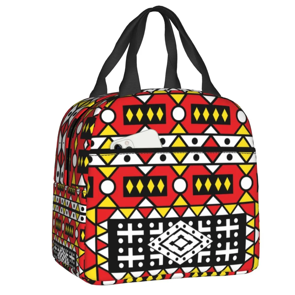 

Custom Kizomba Samakaka Ankara Print Lunch Bag Women Warm Cooler Insulated Lunch Box for Kids School