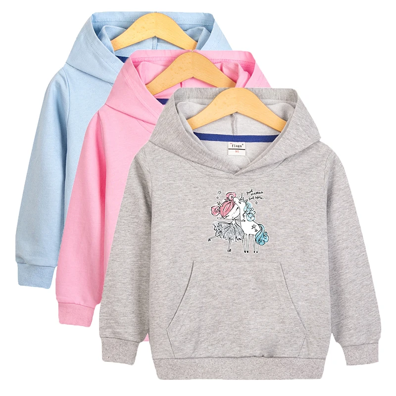 Unicorn Spring Hoodies for Girls Lightweight Cartoon Sweatshirts Kids Long Sleeve Autumn Sports Top 2-10 Years Children Clothes