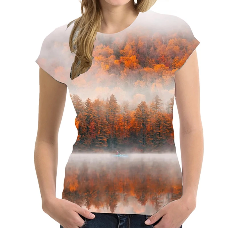 

Summer Mountain Forest 3D Print Sexy T-shirt Women T Shirts Streetwear Oversized Y2k Harajuku Sports Tops Tees Woman Clothing