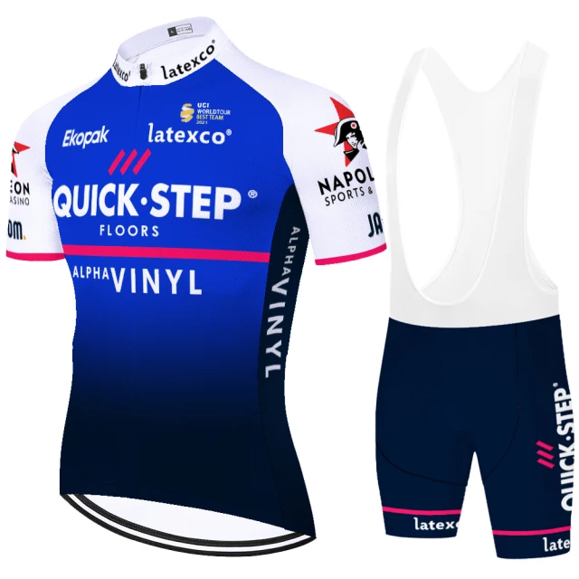 

Летний мужской велосипедный Трикотажный костюм Quick Step, велосипедная одежда с коротким рукавом, дышащий велосипедный комплект с нагрудником...