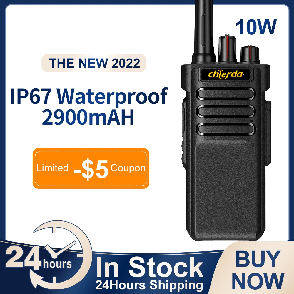 Chierda CD-A8 Walkie Talkie Waterproof IP67 Long Range Two-way Radio High Power 10W Profesional UHF VHF Ham Cb Radio Gmrs Radio