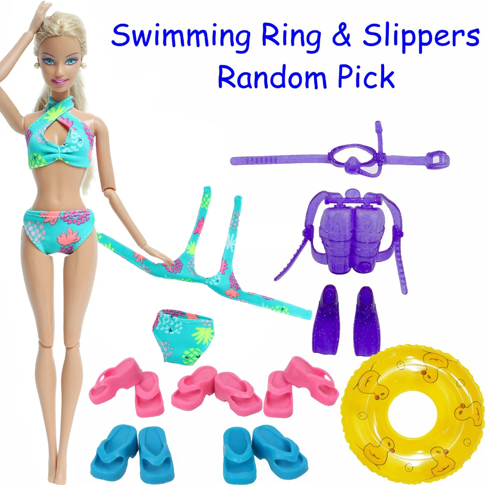 8 шт./лот = 1 Купальник + кольцо для плавания в случайном порядке 5 случайных тапочек