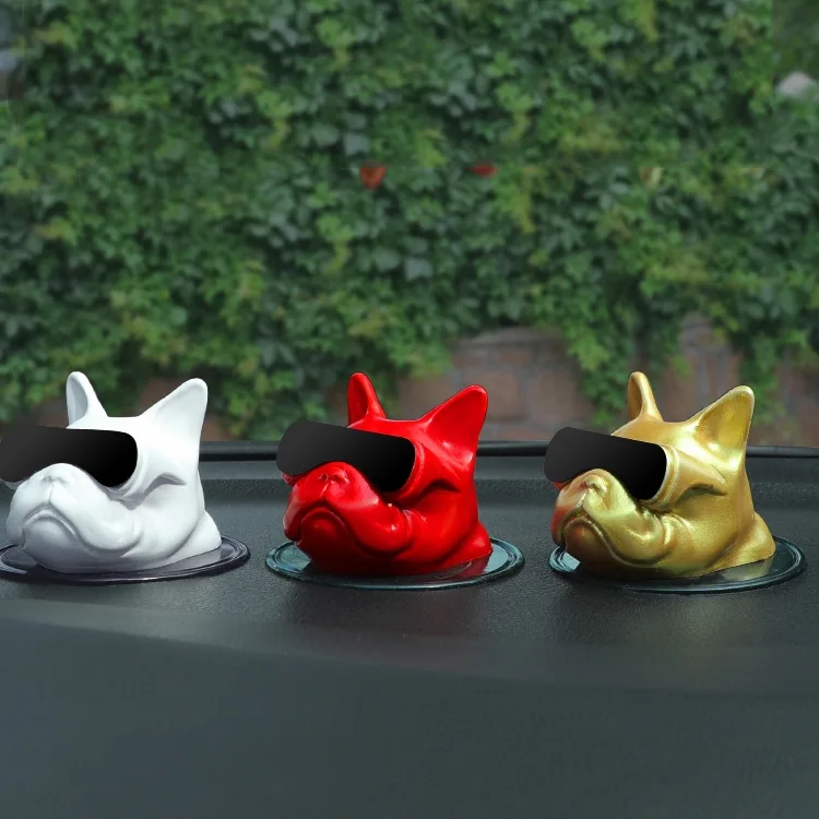 Bull Dog Car Perfume Ornament Fragrancea Dashboard Decoration Gypsum Diffuser Sunglasses Animal Deodorant Interior Accessories