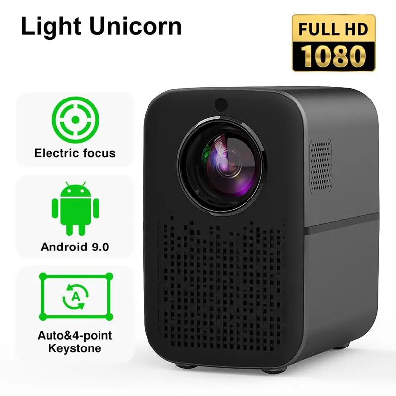 

, M6A 1080P LED Video Projector Android 9.0 6000 Lumens 5G Wifi Beamer Electric Focus For 4K Home Cinema Smartphone Light