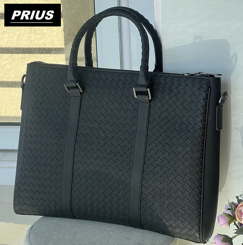 Men's computer bag Fashion business bag Designer high-quality woven bag High end genuine leather bag messenger bag