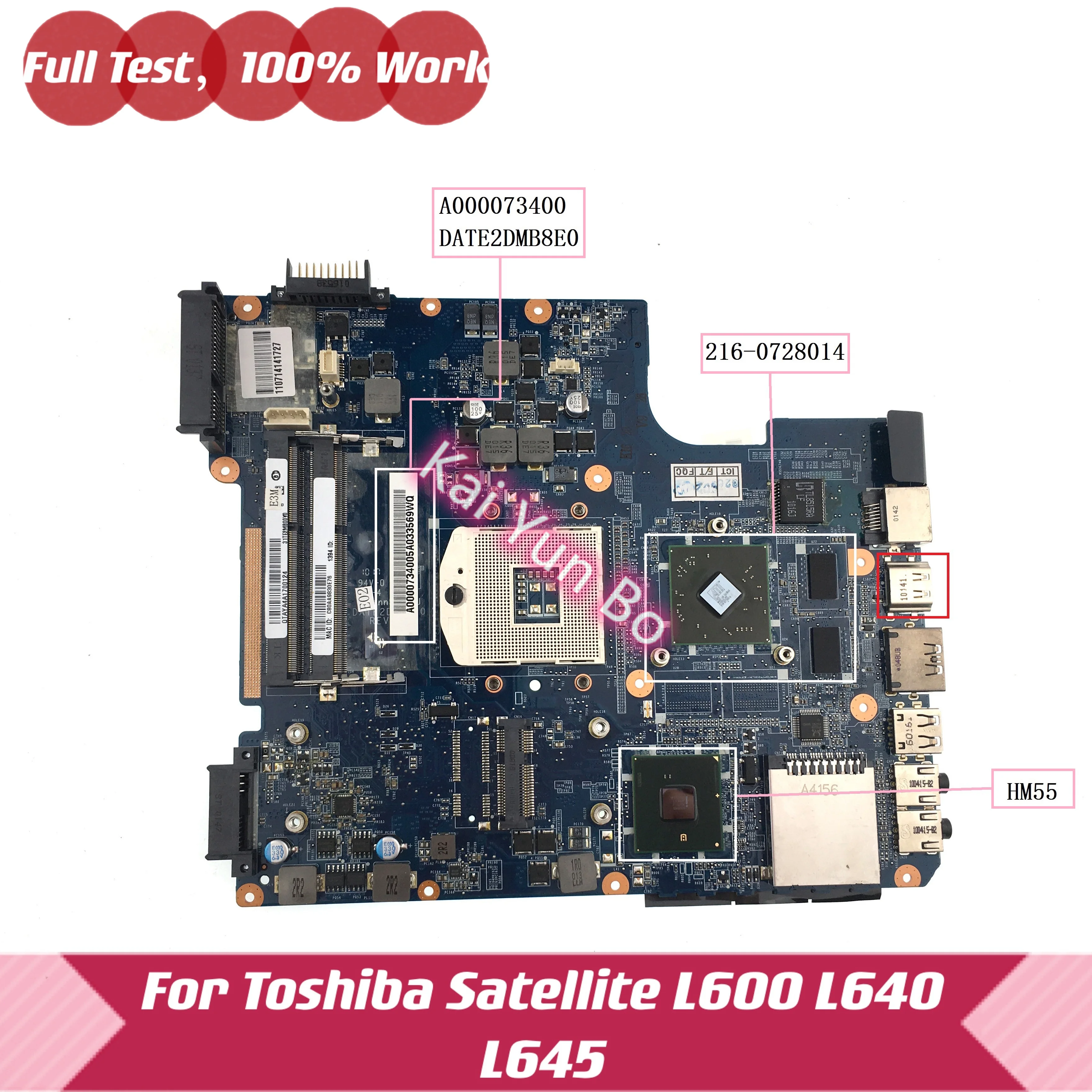 

Материнская плата A000073400 для ноутбука Toshiba satellite L600 L640 L645, материнская плата DATE2DMB8E0 HM55 DDR3 100%