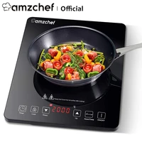 amzchef sk cb16 induction cooker with safety lock10 level power temperature crystal glass panel touch sensor 3 hour timer