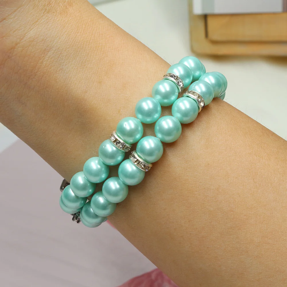 Black Jewelry Bracelet for Fitbit Versa 3/Fitbit Sense Band Strap for Women Girls Fashion Bling Beaded Elastic Stretch Wristband