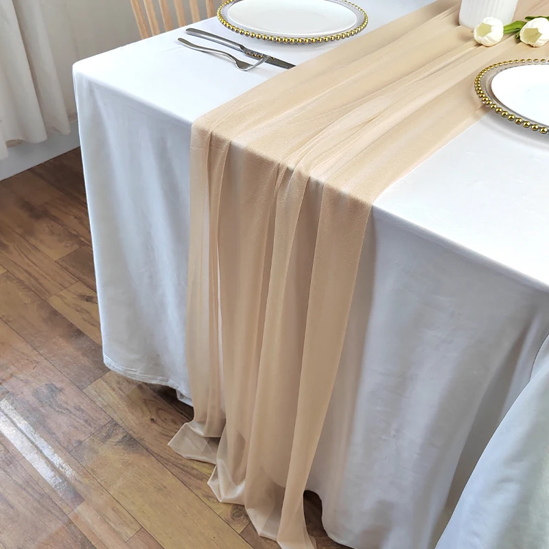 

Chiffon Table Runner Silk for Boho Sheer Fabric Wedding Decoration Arch Overlay Draping Decoration Birthday Party Table Decor