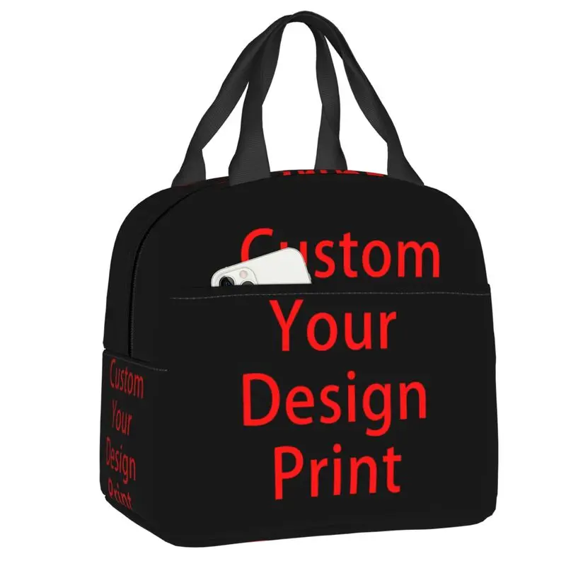 Custom Your Design Thermal Insulated Lunch Bag Customized Logo Printed Portable Lunch Tote for Outdoor Camping Travel Food Box