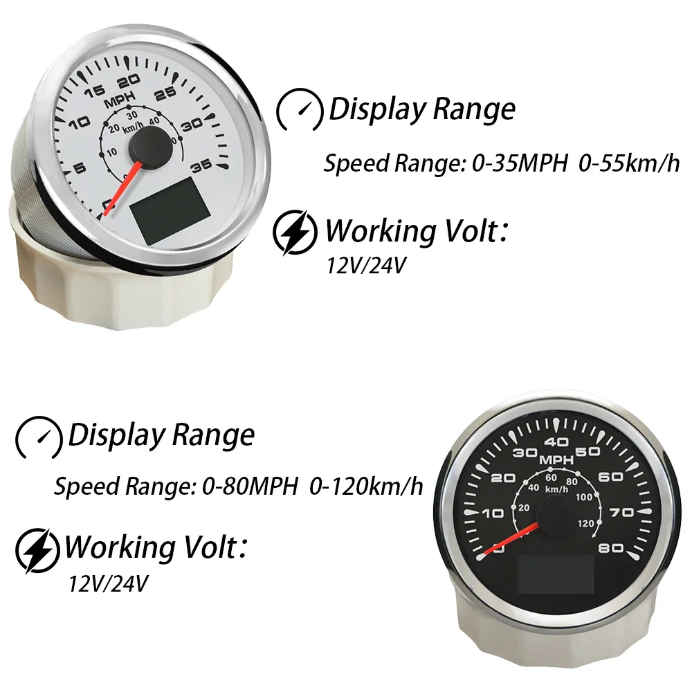 85 мм GPS-спидометр 0-35MPH 0-80MPH 0-160MP 0-200MPH Одометр Пробег с 8 цветами подсветки для