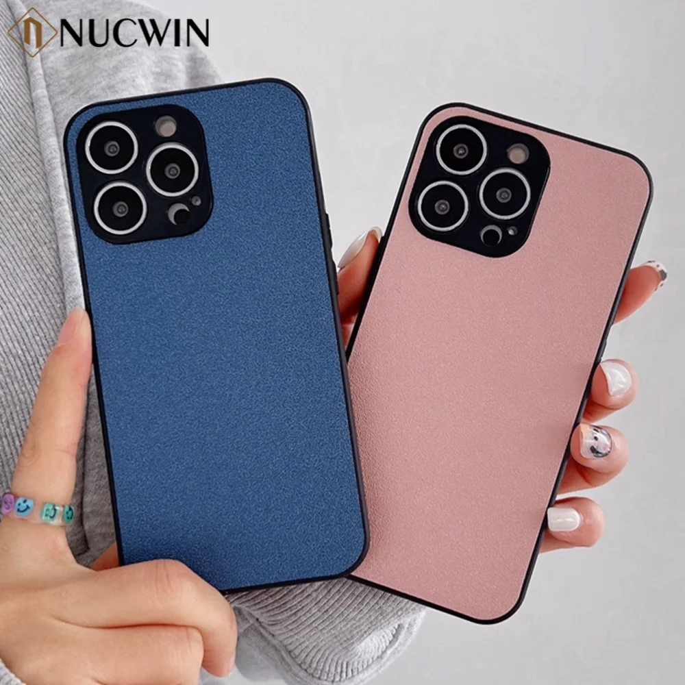 

Luxury Leather Phone Case For iPhone 11 12 13 Pro Max X Xr Xs 7 8 Plus SE 2 Pure Color Shockproof Camera Protection Soft Cover