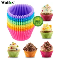 walfos food grade silicone mold heart round shape 6 pcs cake mold cupcake liner muffin cases baking mold cake decorating tools