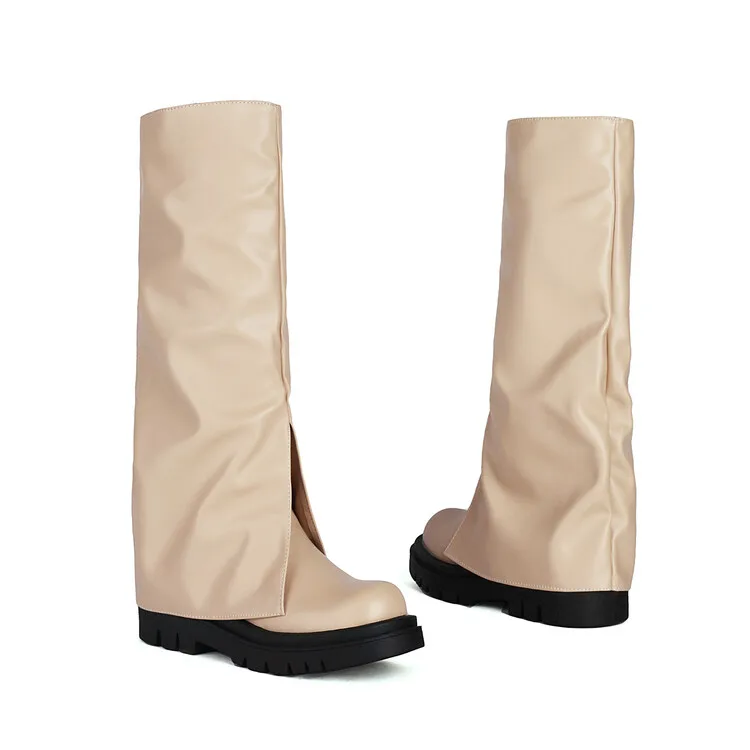 

Large size Oversize Big size Round toe Thick Heel platform boots simple and elegant womens shoes with design Fashion trend