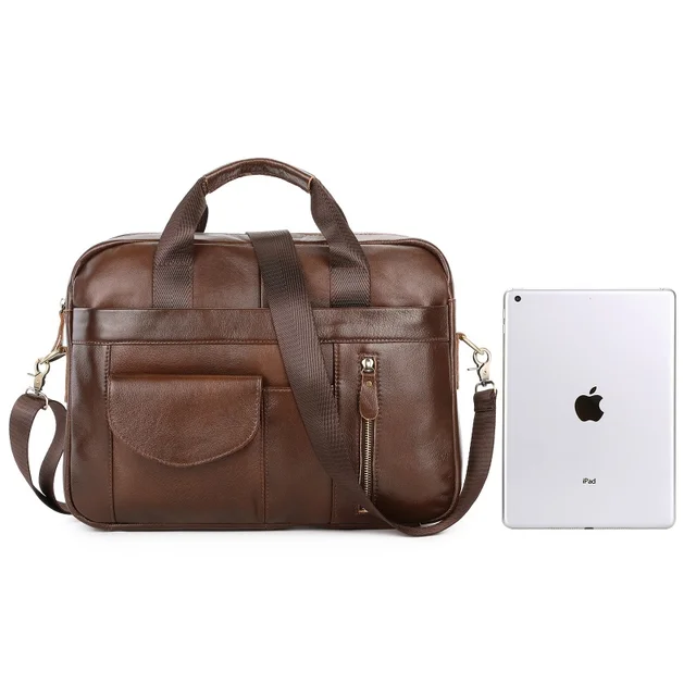 Business Men Cowhide Leather Briefcase Bag Genuine Leather Crossbody Bag Large Capacity Laptop Bag Office File Handbag 4