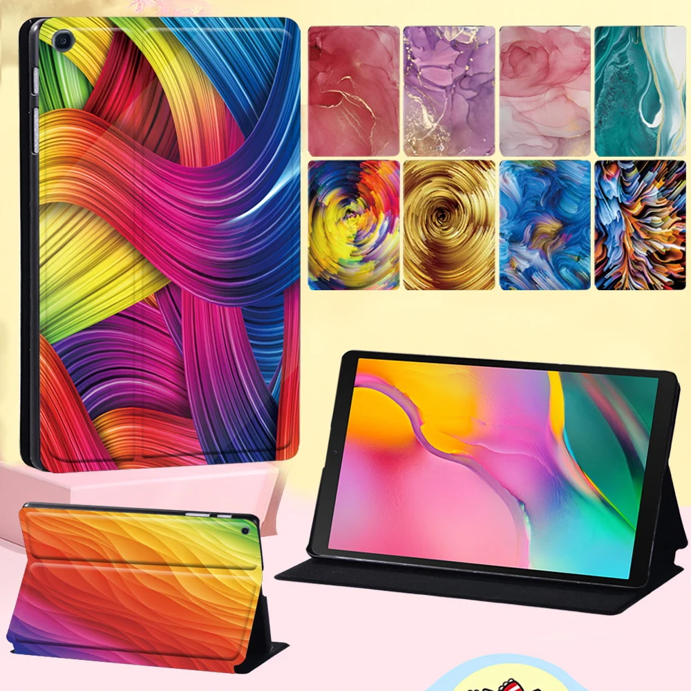 

For Samsung Galaxy Tab A 8.0 2019 T290 T295 Tablet Stand Cover Case Watercolor Pattern Soft Funda Leather Flip Protective Shell