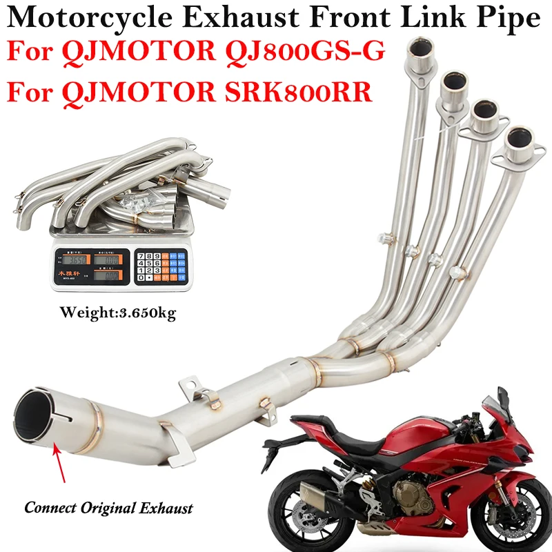 Фото Для QJMOTOR QJ800GS-G QJ 800 GS-G SRK800RR 2023 2024, мотоциклетная выхлопная труба, модифицированная передняя соединительная труба, оригинальный глушитель №1