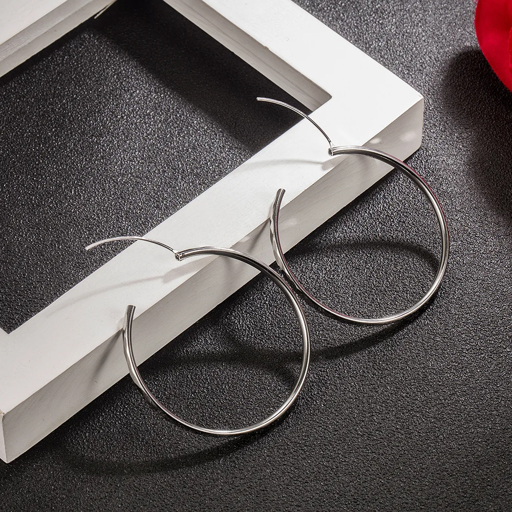 

Серьги-кольца женские большие, 5 см, 925