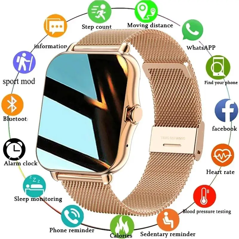 

Smart Watch Men Women Touch Screen Sport Heart Rate Fitness Tracker Music Playback Bluetooth Call Smart Bracelet for Android IOS