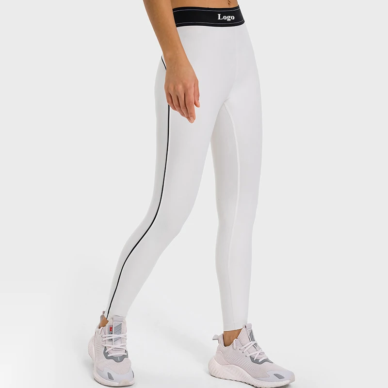 Logo Printed Double-knit Airlift Fabric High-waist Suit Up Leggings Smoothing Cool Piping Women Yoga Pants