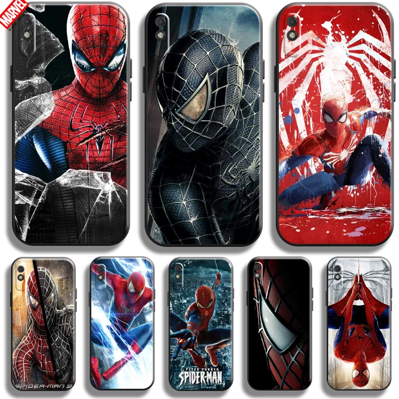 

Avengers Spiderman For Xiaomi Redmi 9A 9AT Phone Case Black Liquid Silicon Soft Carcasa Back