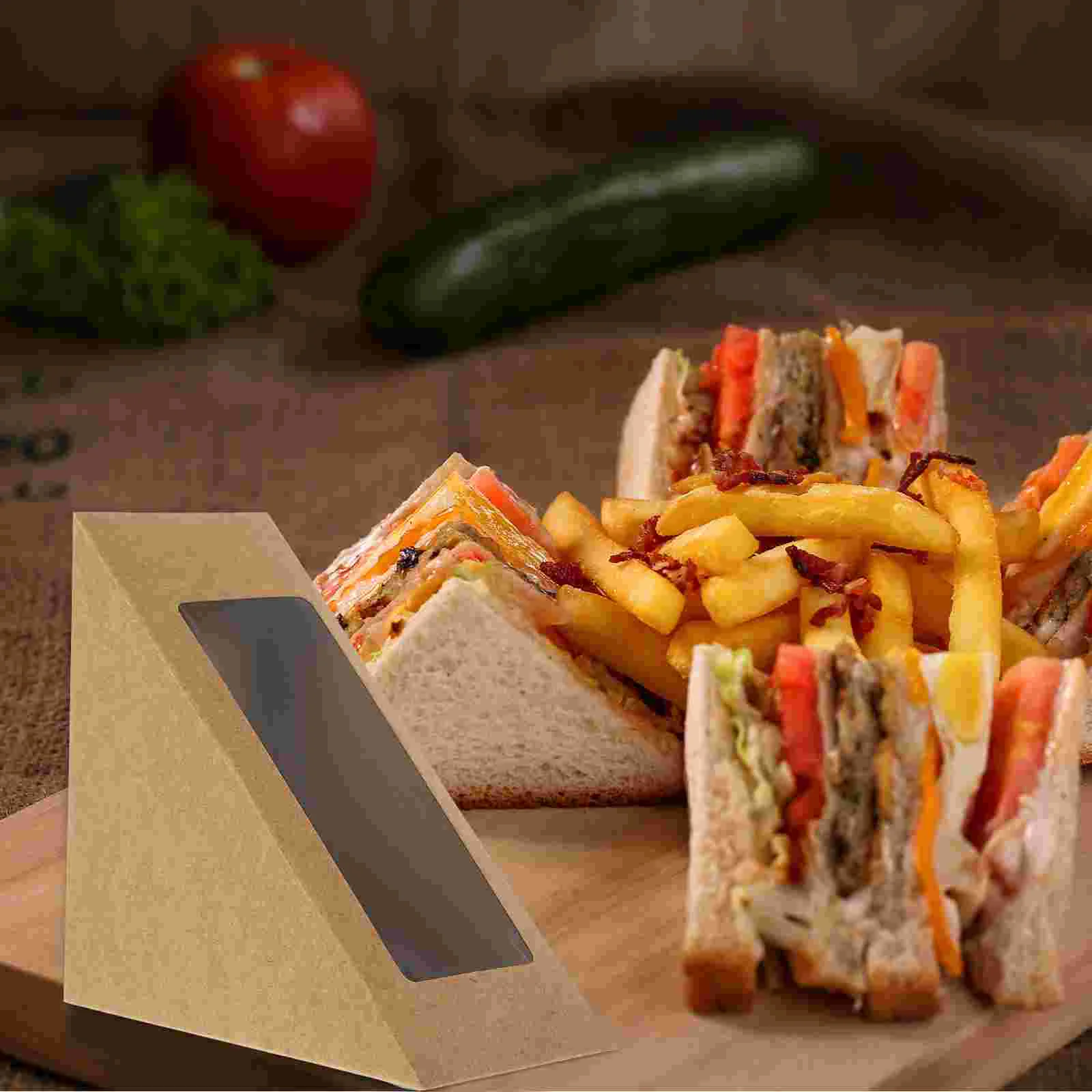 

Box Sandwich Paper Boxes Triangle Kraft Bakery Cake Packing Windowstorage Containerdessert Muffin Sandwish Wrappingpackaging Pie