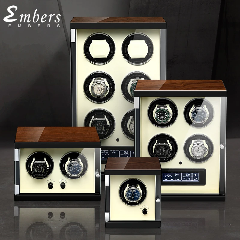 

Embers Luxury Solid Wood Watch Winder Auto-Rotate Automatic Winding Mechanical Watch Box 1 2 4 6 Watches US EK UK AU Plug