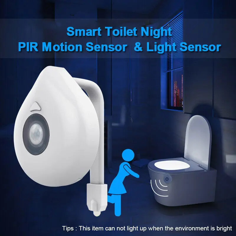 

Bathroom LED Night Light Decoration 8 Color Changing PIR Motion Activated Seat Sensor Lamp Housheold Toilet Bowl Seat Lighting