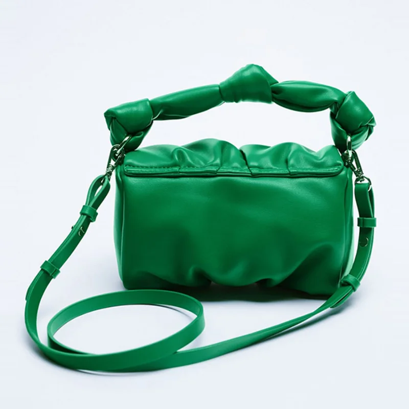 

Brands Ruched Women Handags Designer Shoulder Bags Luxury Soft Pu Leather Crossbody Bag High Quality Small Pures Green Sac 2022