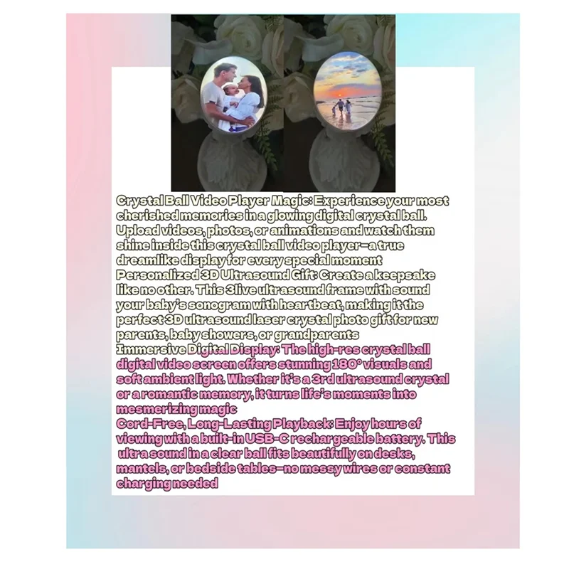 

3D-хрустальный шар видеоплеер ABS белый