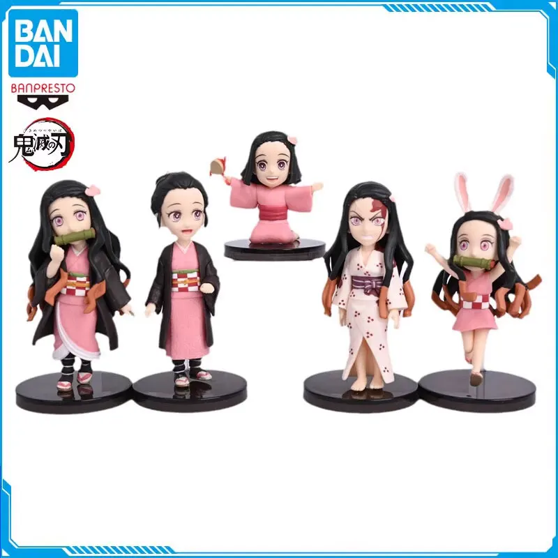 

5PCS Bandai Anime Demon Slayer Figure Kamado Nezuko Blood Ghost Ver Complete Set WCF Action Figures PVC Model Toys Original