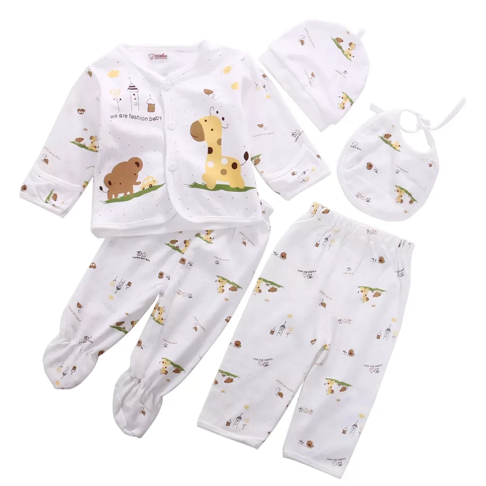 Newborn Baby Unisex Clothes Underwear Animal Print Shirt and Pants 2PCS Boys Girls Cotton Soft