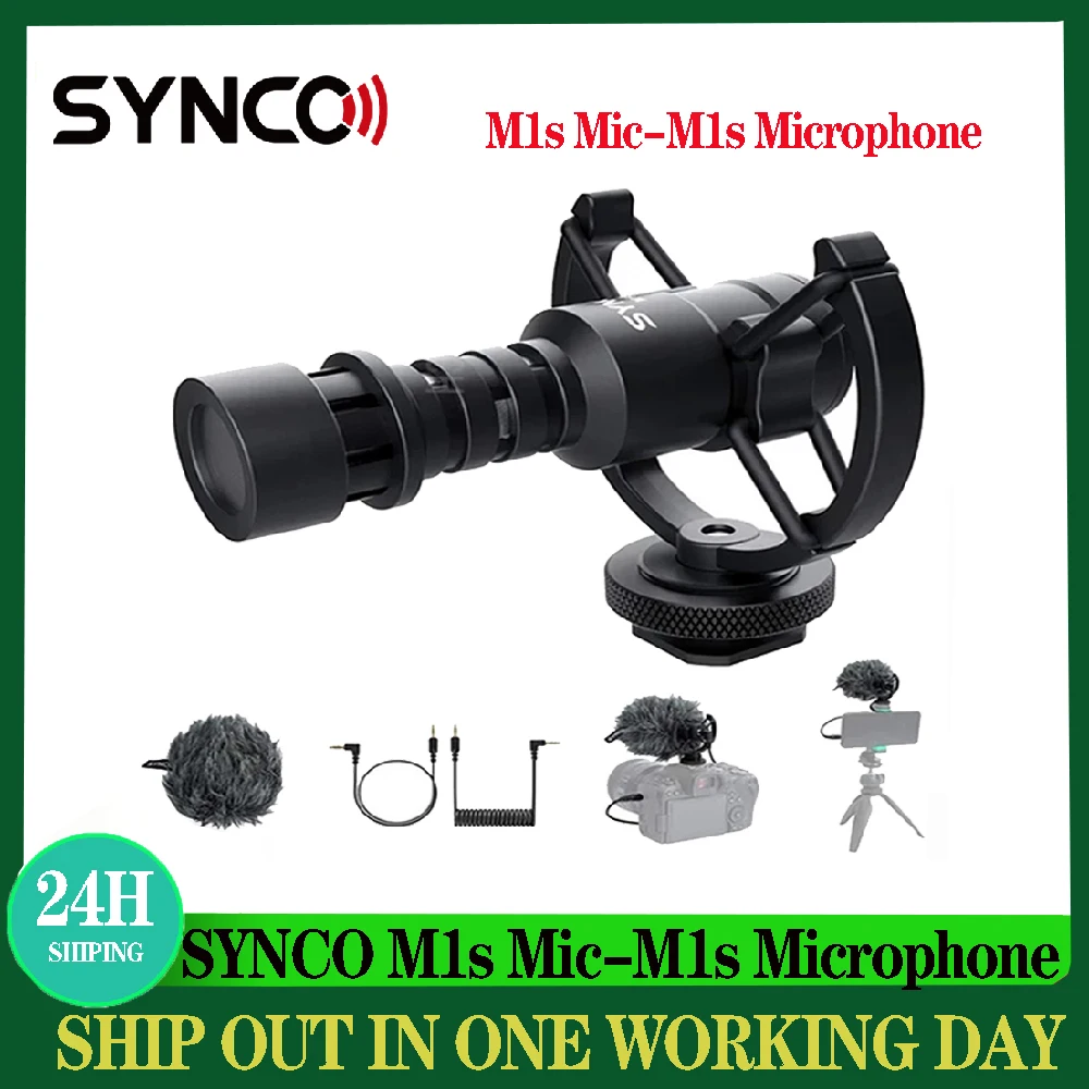 

SYNCO M1S Microphone Cardioid Shotgun for iPhone Android Smartphone Canon Nikon Sony DSLR Camera Camcorder PC Mic PK Boya BY-MM1
