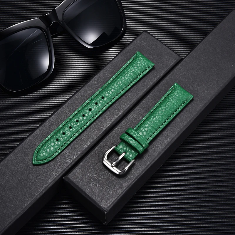 

Lychee Pattern Genuine Leather Watch Band 12mm 14mm 16mm 18mm 20mm 22mm Leather Bracelet Leather Watch Strap for Men Women