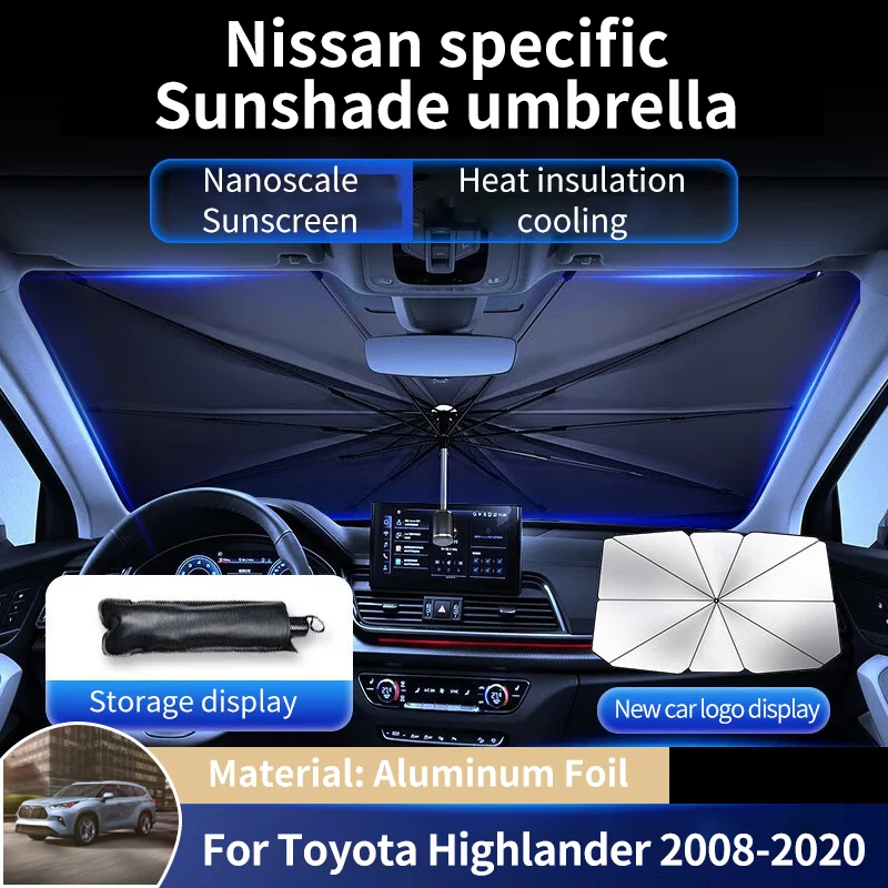 

Солнцезащитный козырек из алюминиевой фольги для переднего стекла автомобиля, солнцезащитный козырек для Toyota Highlander Kluger XU40 XU50 2008 ~ 2020 2019