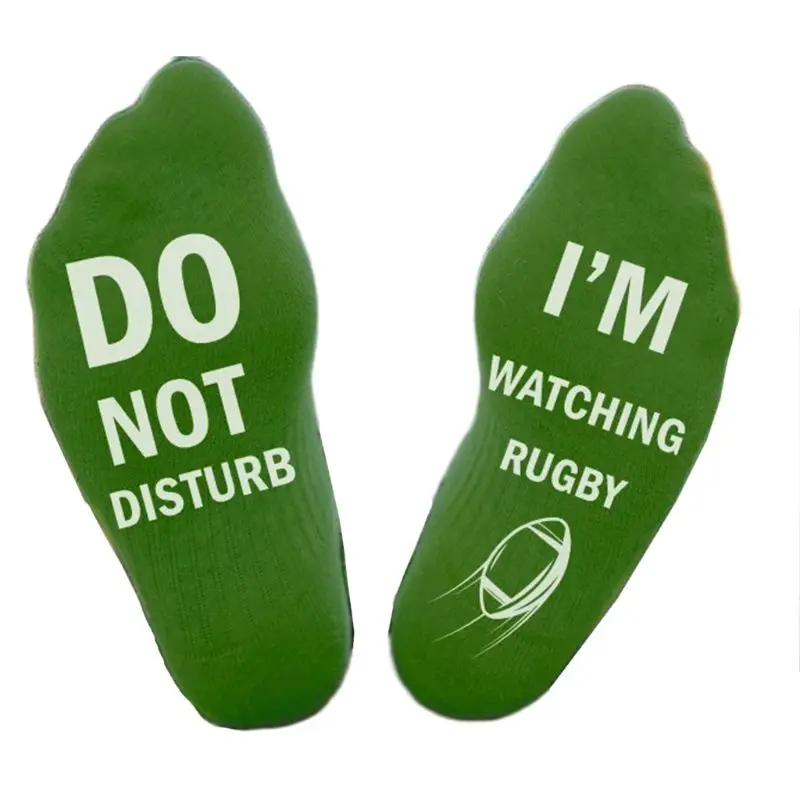 

Men Women Novelty Do Not Disturb I Am Wathing Rugby Crazy Crew Socks Funny Letters Cotton Hosiery for Sports TV Fans