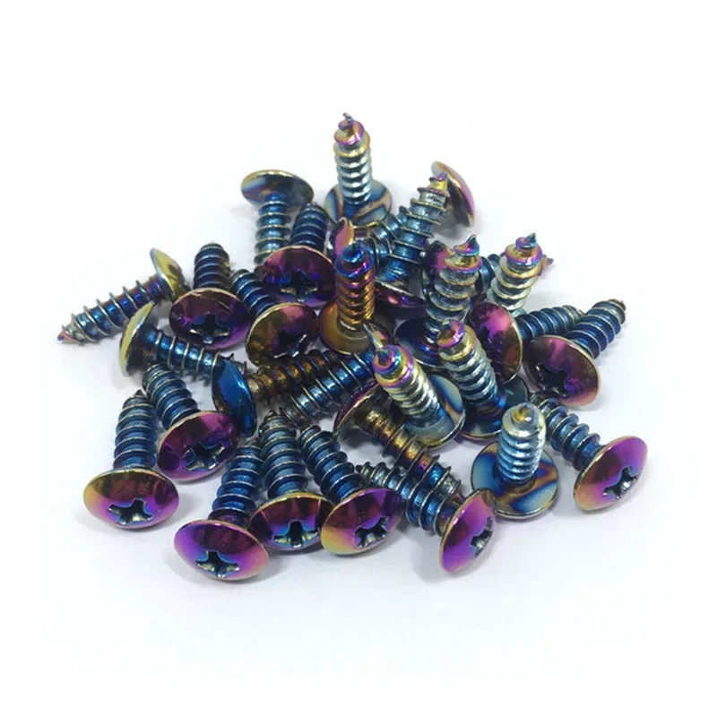 

Мотоциклетный винт для Honda Suzuki Yamaha Moto, универсальный серебристый, фиолетовый, с крестообразной головкой, саморезы для мотоцикла, гайка с круглой головкой