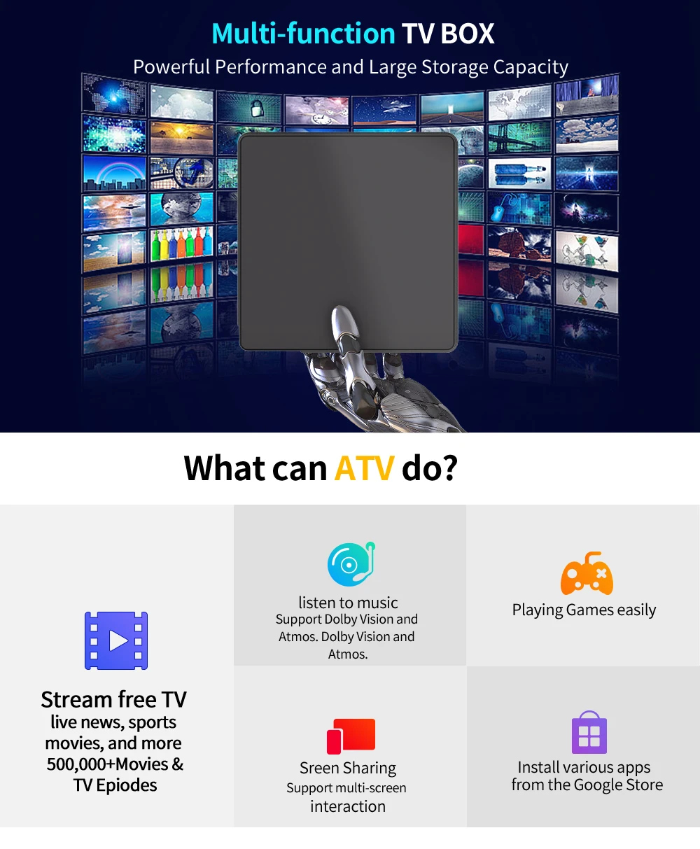 Фото ТВ-приставка Android Smart Set Top Box с поддержкой Wi-Fi 2.4G/5G, голосовым управлением и функцией стриминга, медиаплеер для дома, Android TV Box №2