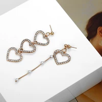 heart stitching asymmetric stud earrings girls women tassel long cartoon kpop vintage s925 silver needle sailor moon jewelry